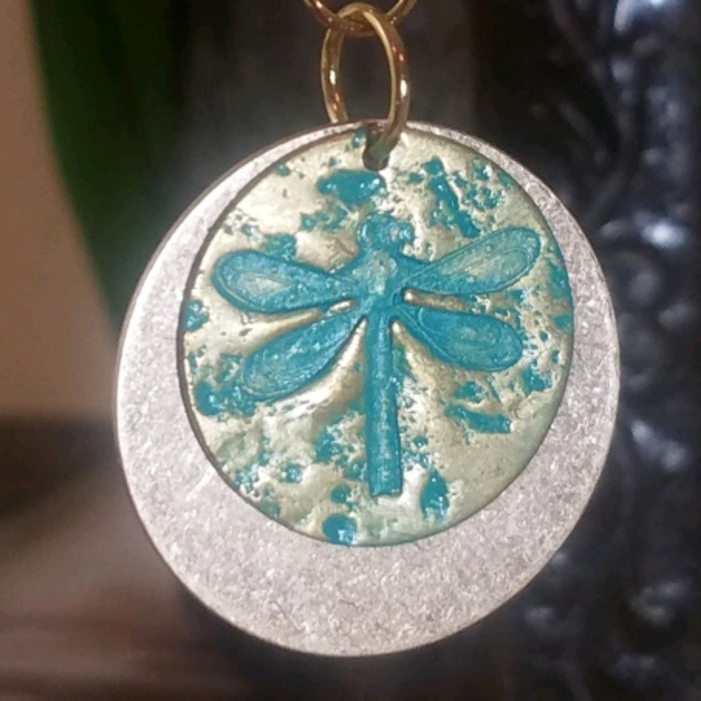Stamped Dragonfly Earrings Pierced - Picture 3 of 4